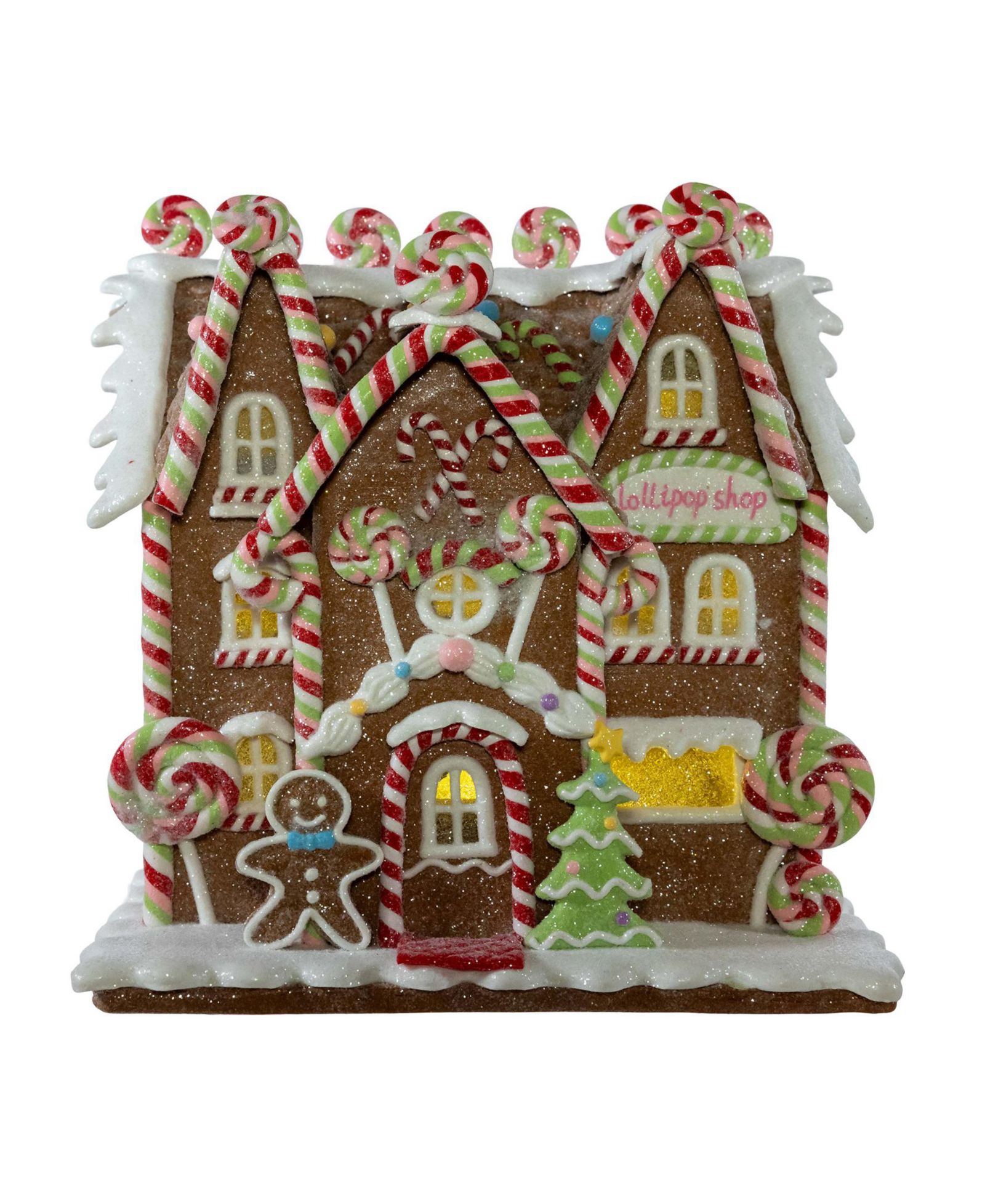 Kurt Adler 8.46-Inch Battery Operated LED Lighted Gingerbread Lollipop Shop