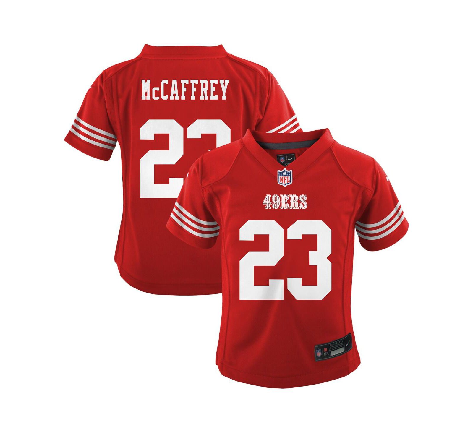 Детская игровая джерси Nike Christian McCaffrey Scarlet San Francisco 49ers