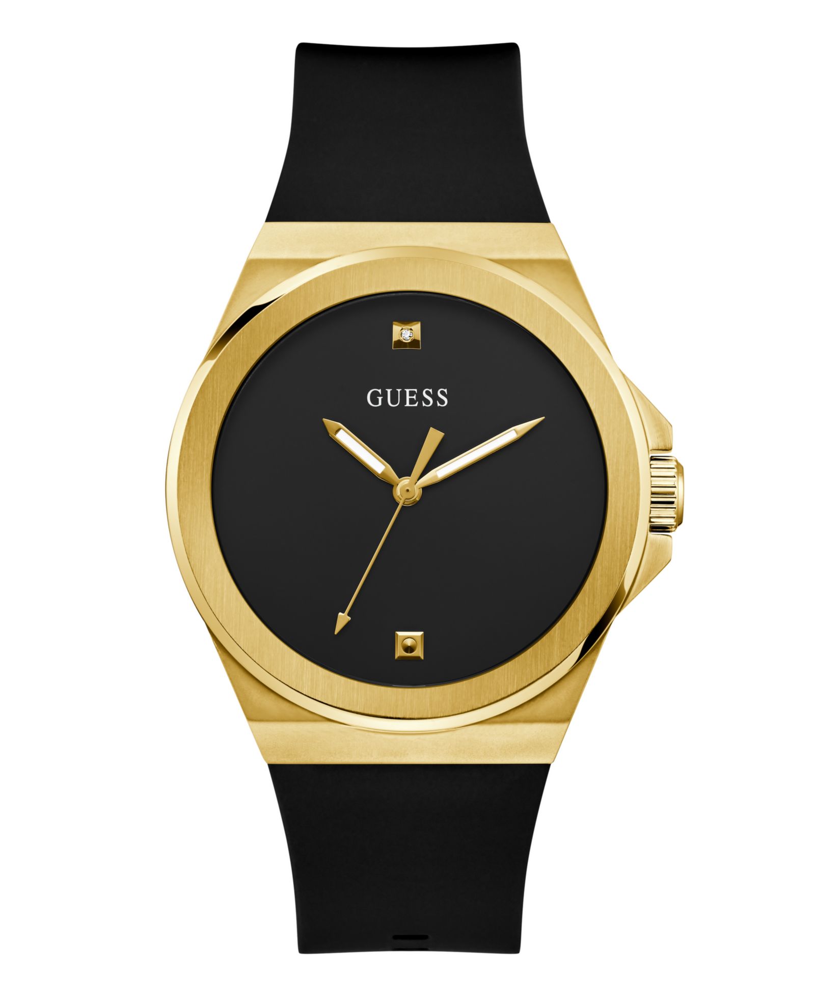 Мужские аналоговые часы GUESS Black Silicone 44mm