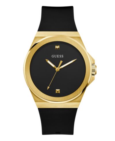GUESS Men's Analog Black Silicone Watch 44mm
