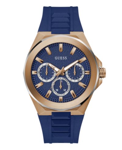 GUESS Men's Multi-Function Blue Silicone Watch 46mm