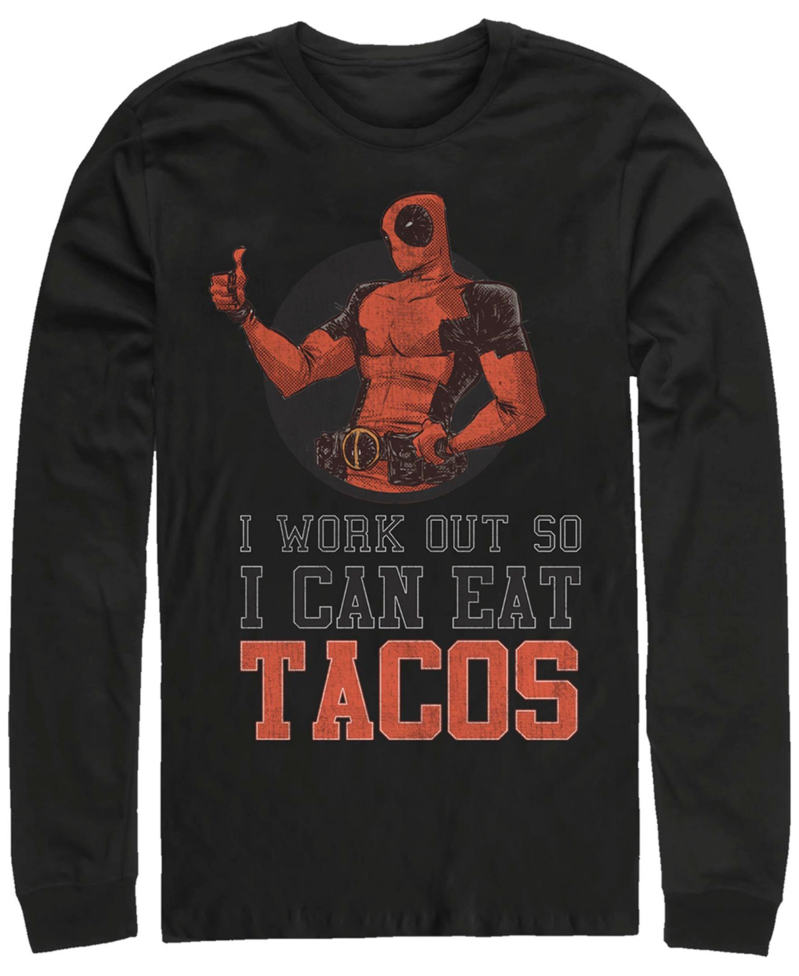 Fifth Sun Men's Deadpool Workout Long Sleeve T-Shirt
