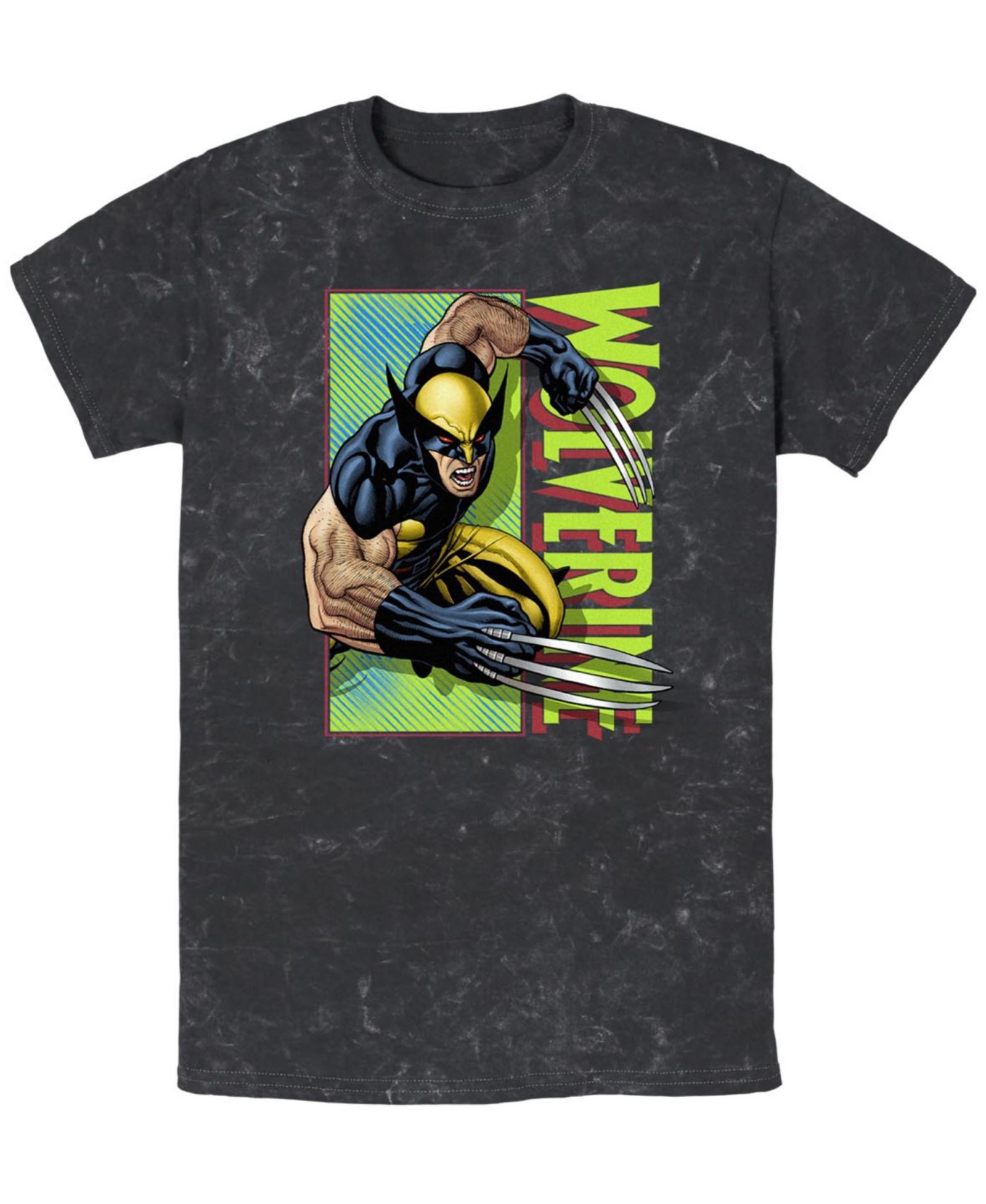 Fifth Sun Men's MVL Wolverine Attack Panel Short Sleeve Mineral Wash Tee