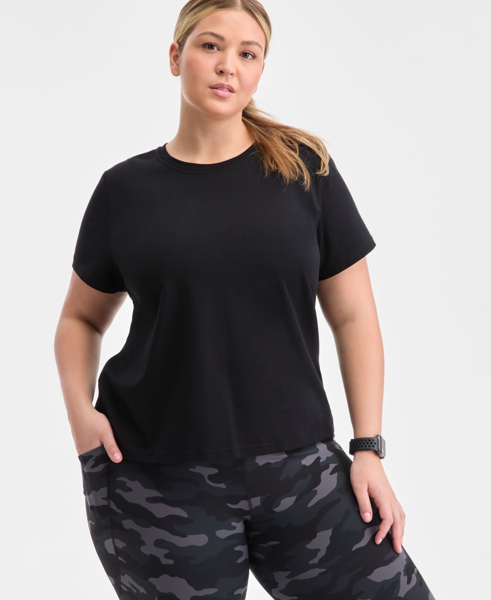 ID Ideology Plus Size Essential Cotton Short-Sleeve T-Shirt, Exclusively at Macy's