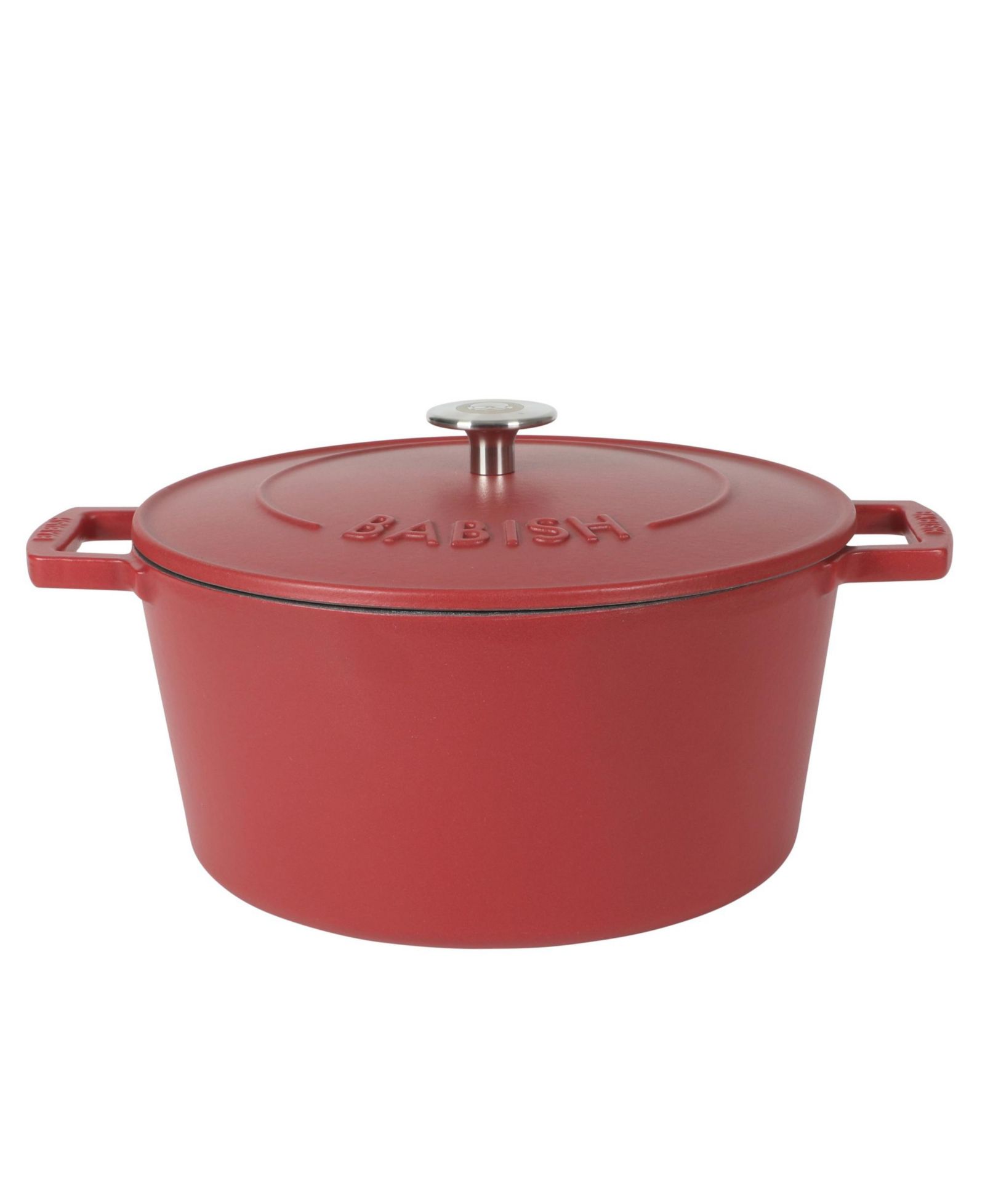 Babish 6 Qt Round Matte Enamel  Cast Iron Dutch Oven Pot With Lid - Red