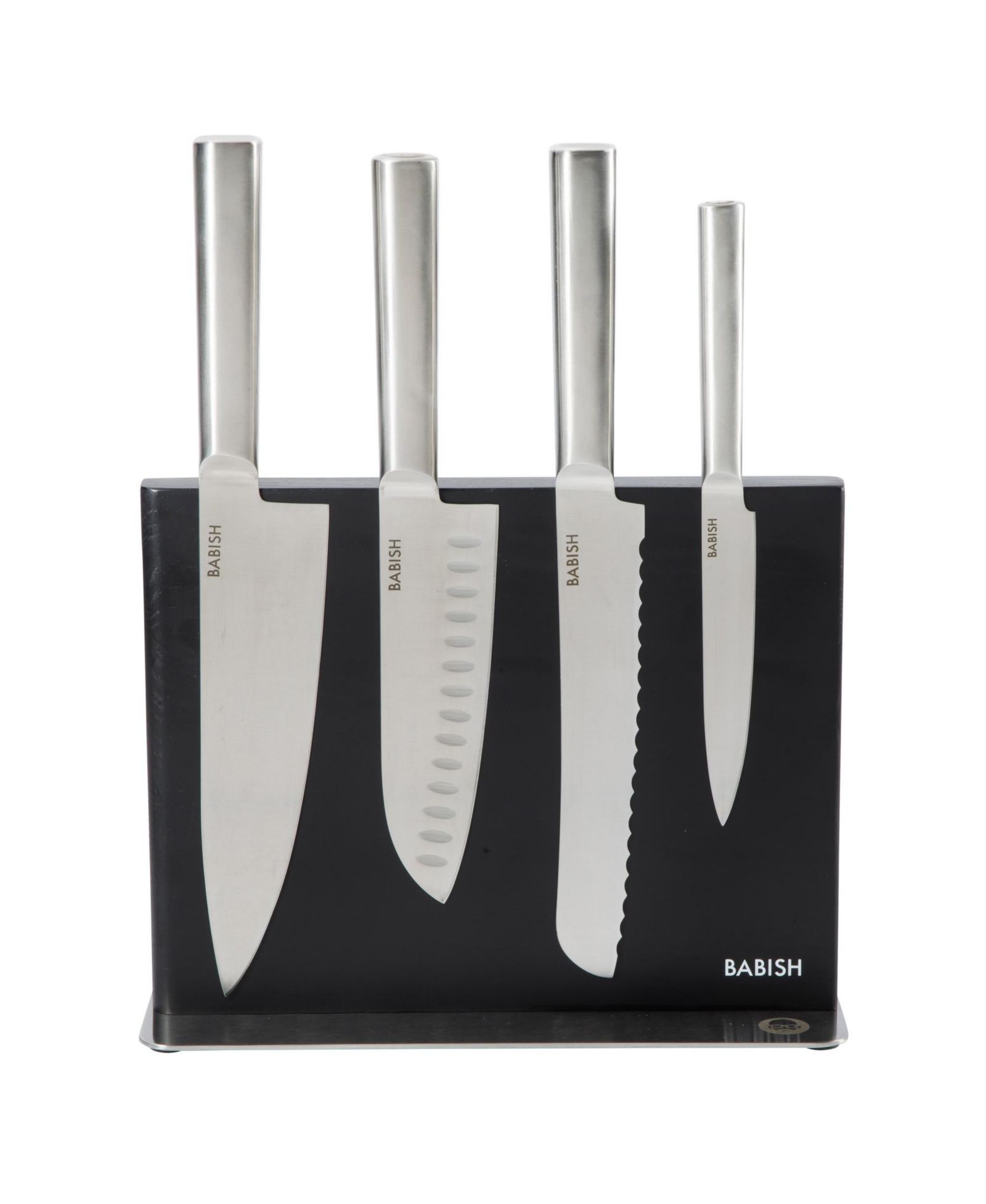 Babish набор из 5 предметов: магнитная подставка для ножей из немецкой стали и кованый столовый набор с держателем