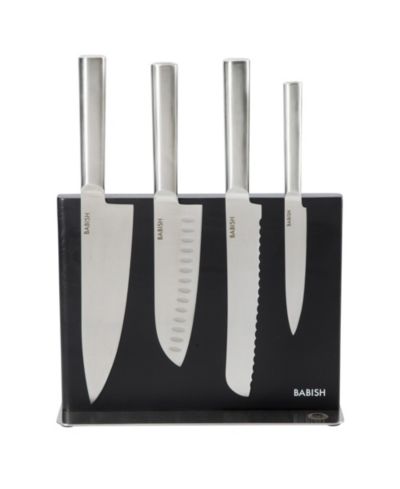 Babish набор из 5 предметов: магнитная подставка для ножей из немецкой стали и кованый столовый набор с держателем