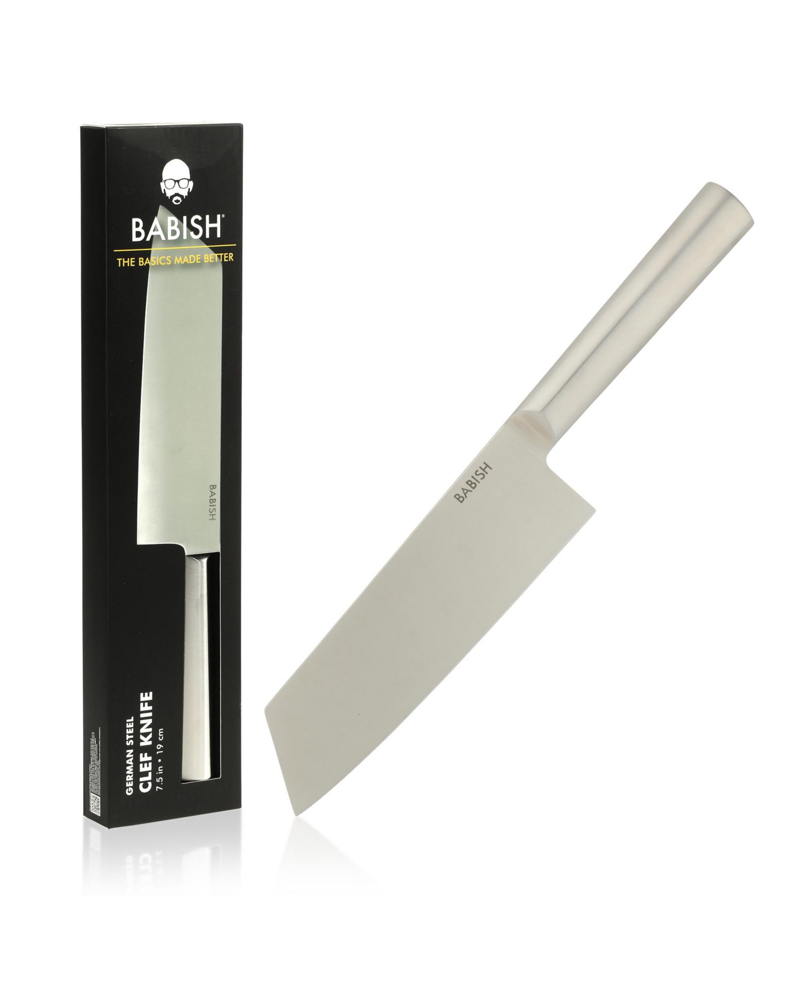 Babish 7.5-Inch Clef Knife High-Carbon 1.4116 German Steel Kitchen Knife, Chef & Cleaver Hybrid for Chopping, Slicing & Prep, Full-Tang, Razor Sharp
