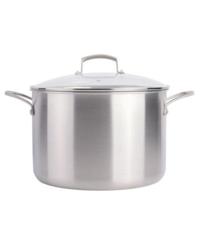 Кастрюля Babish 8 Quart Tri-Ply Stainless Steel с стеклянной крышкой и черными ручками – сотейник, подходит для духовки и посудомоечной машины