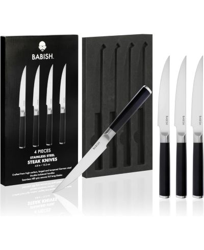 Babish Набор ножей для стейка из немецкой стали 1.4116, 4 шт., 5"