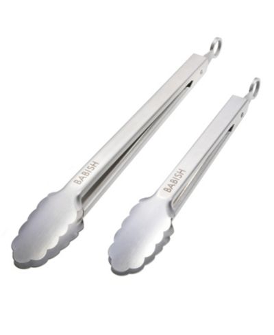 Babish 12” & 9” Locking Kitchen Tong Set, Stainless Steel