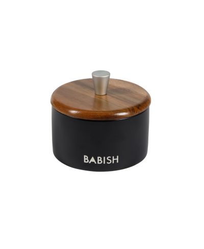 Солонка Babish Stoneware с деревянной крышкой, 4" X 3.5"