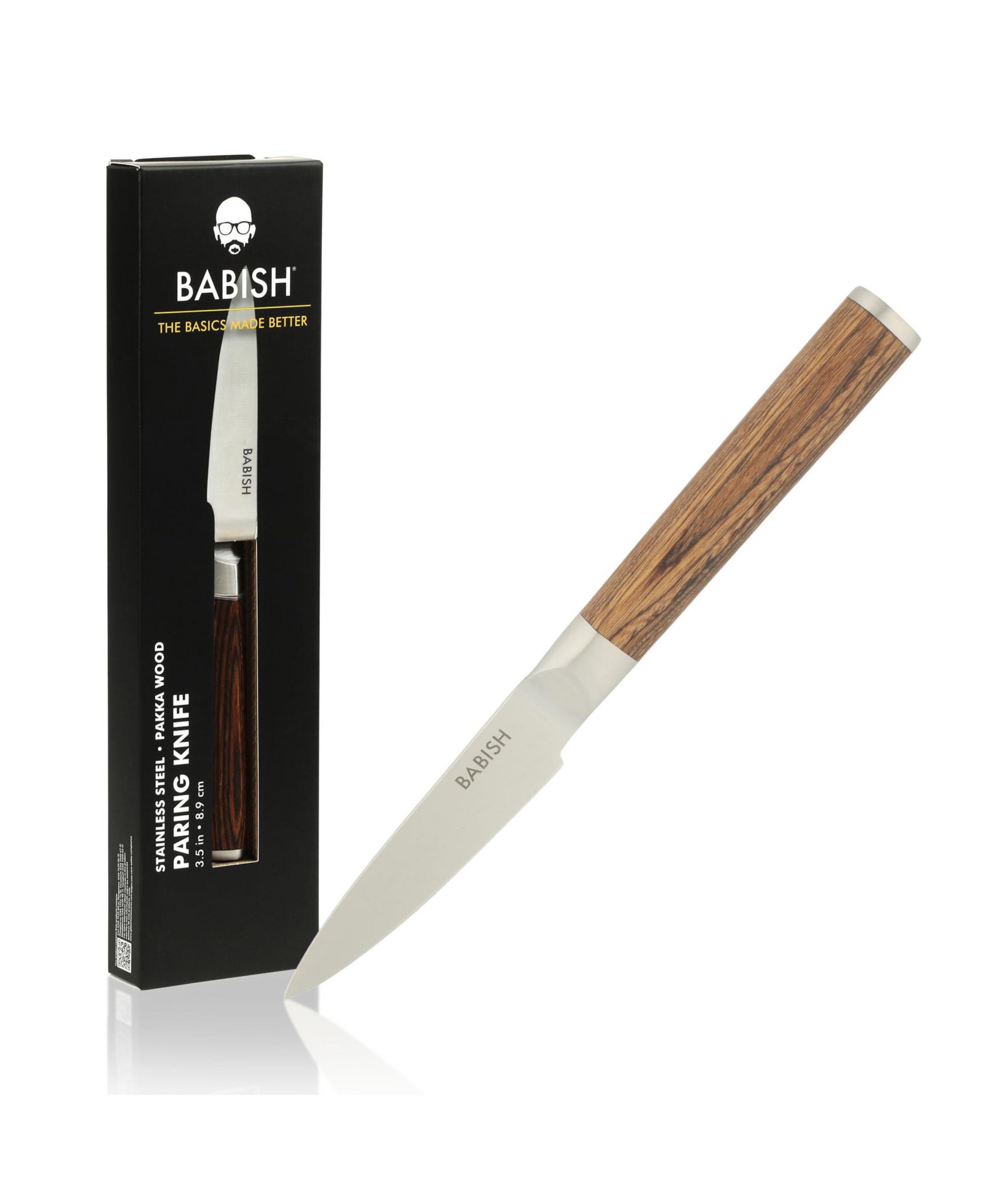 Babish German Stainless Steel Full Tang Paring Knife with Wood Handle – Precision Kitchen Knife for Peeling, Trimming & Prep Work