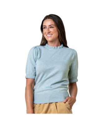 Женский свитер Hope & Henry Organic Puff Sleeve Ruffle Edge