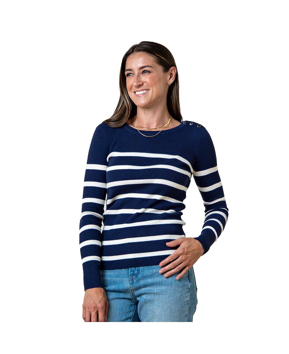 Женский джемпер Hope & Henry Long Sleeve Breton Button из органического хлопка