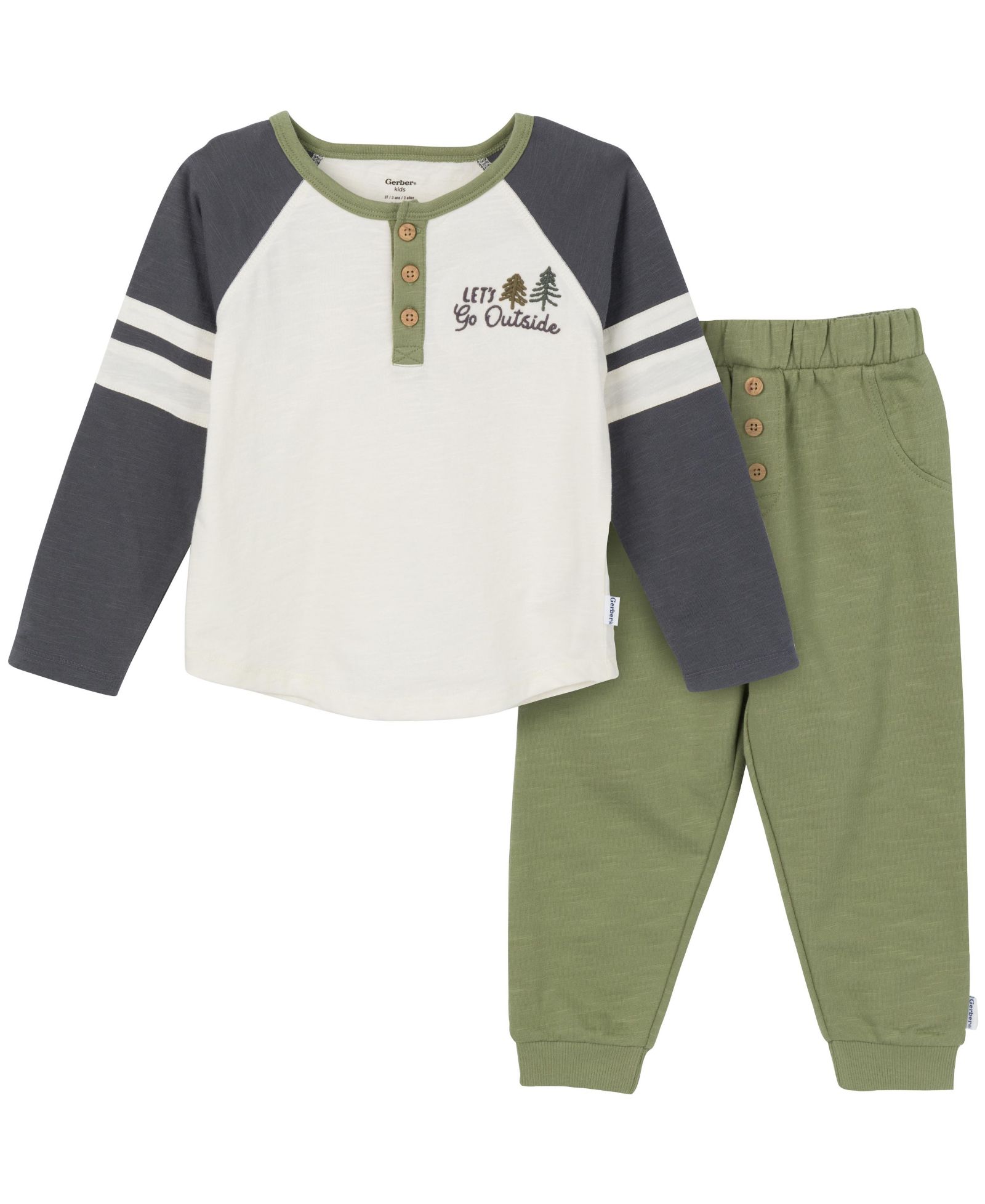 Gerber Toddler Boys Henley Shirt and Joggers, 2-Piece Set
