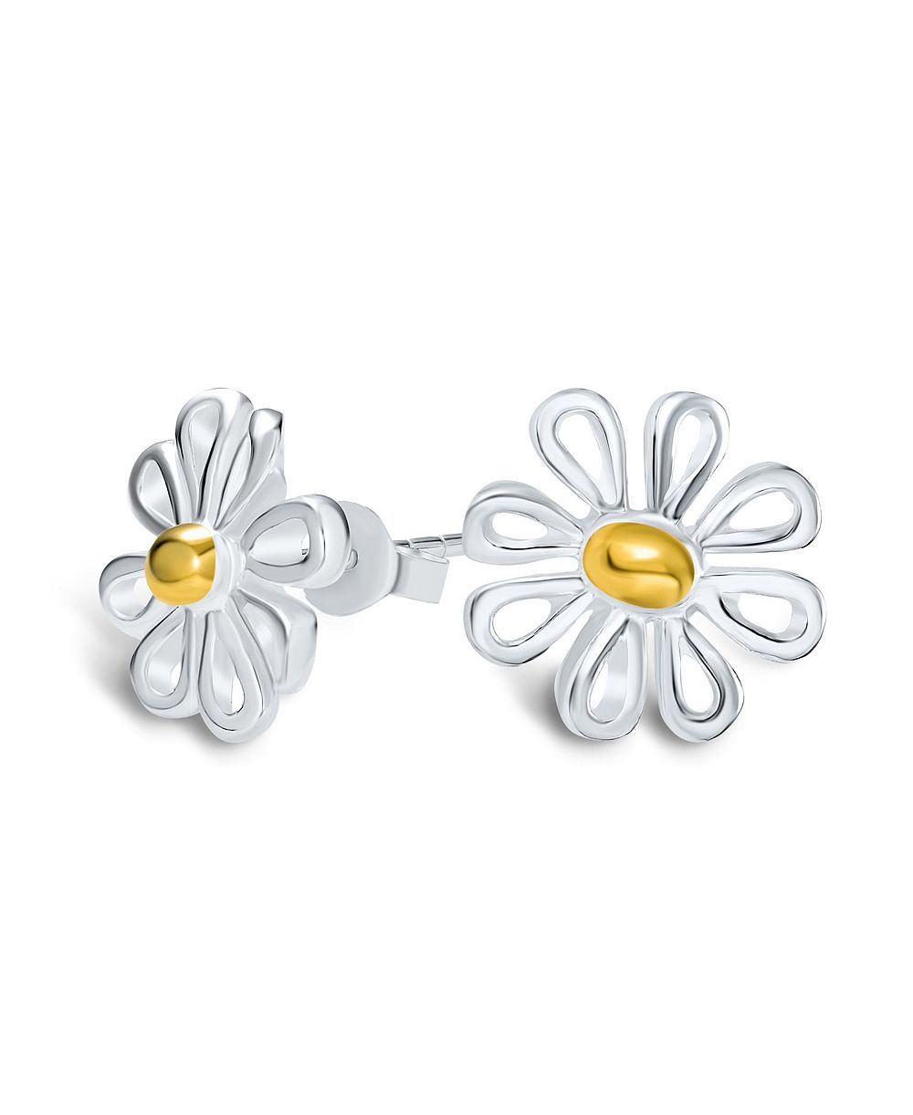 Серьги-гвоздики Bling Jewelry из серебра 925 с подложкой 14K Yellow Gold