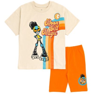 Moon Girl and Devil Dinosaur Детский Moon Devil Dinosaur Oversized Drop Shoulder T-Shirt and Shorts Outfit Set