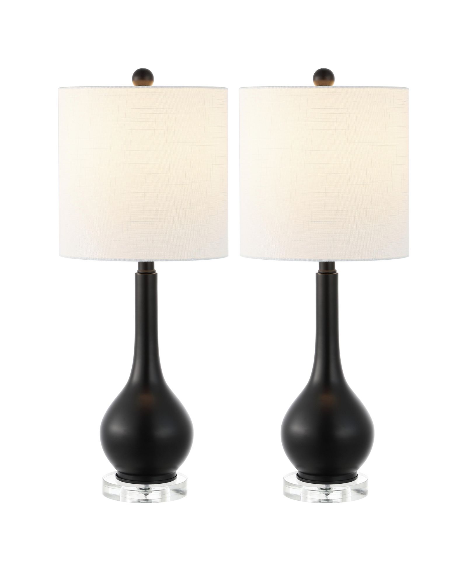 Dylan 25" Metal/Crystal Teardrop LED Table Lamp, Nickel (Set of 2)