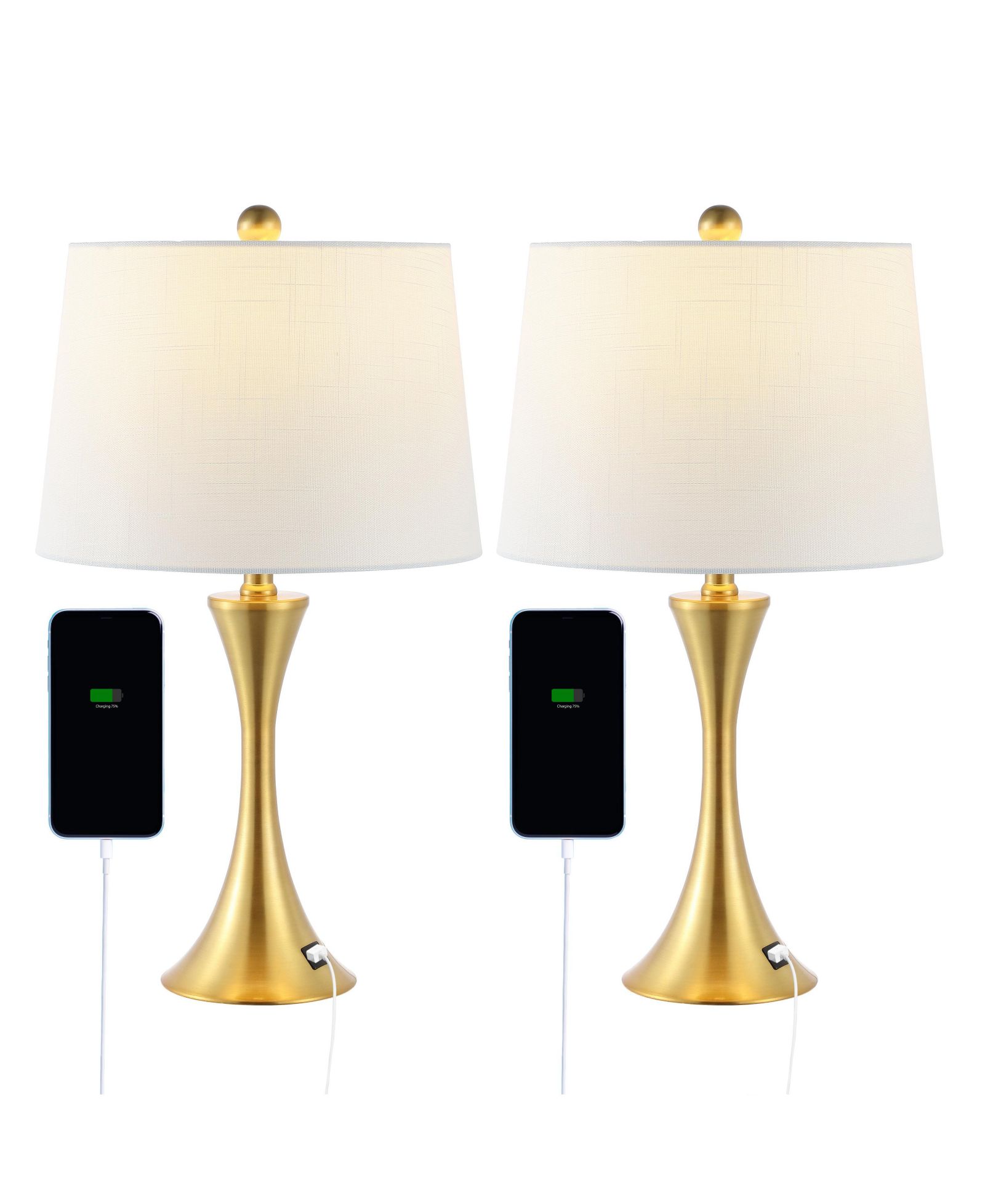 Набор из 2 настольных LED ламп Bennett 22.75" с USB-портом, никель