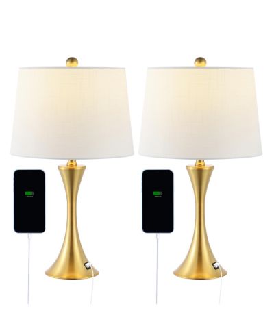 Набор из 2 настольных LED ламп Bennett 22.75" с USB-портом, никель