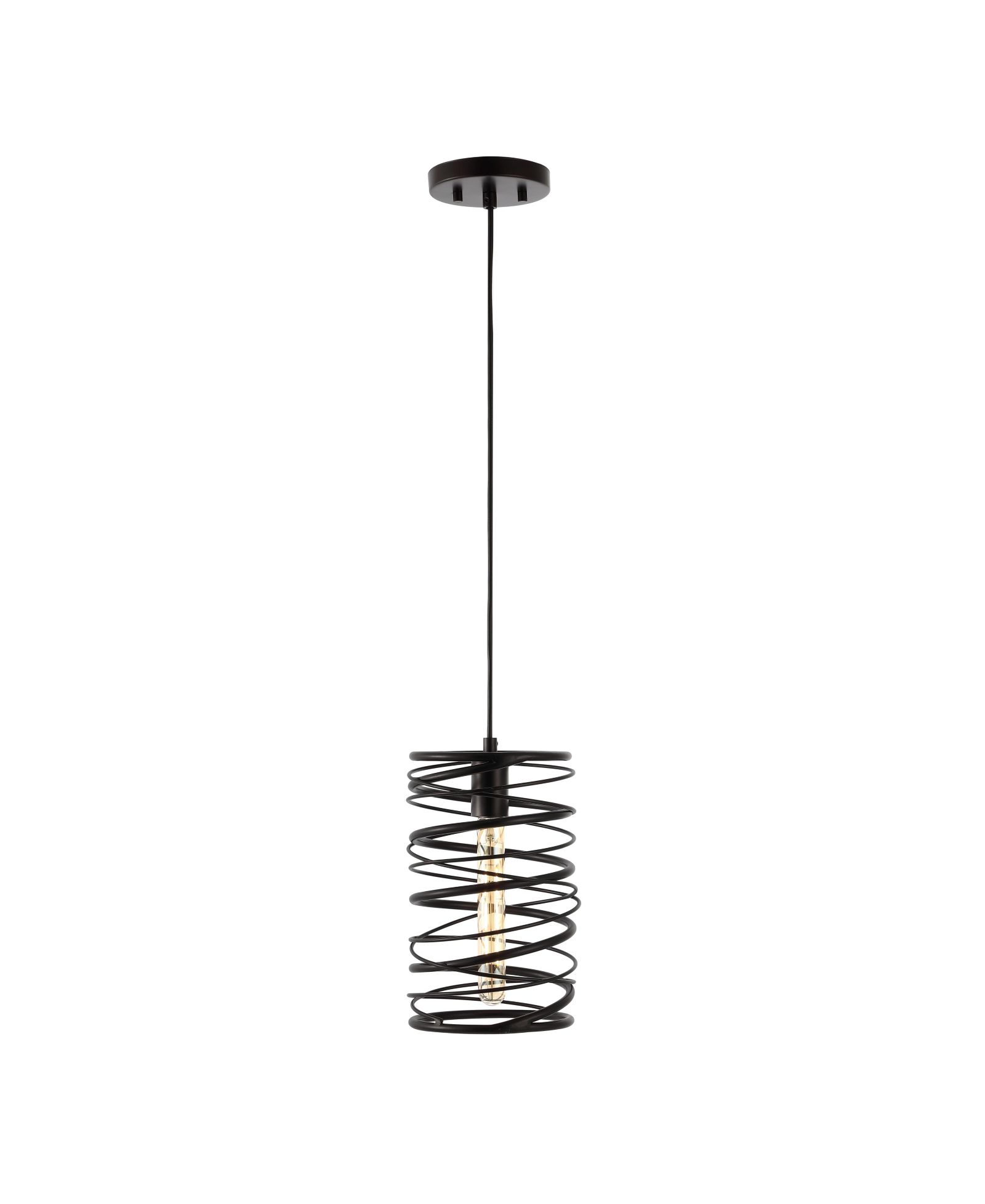 Helisa 7.25" 1-Light Modern Contemporary Iron Spiral LED Pendant, Oil Rubbed Bronze