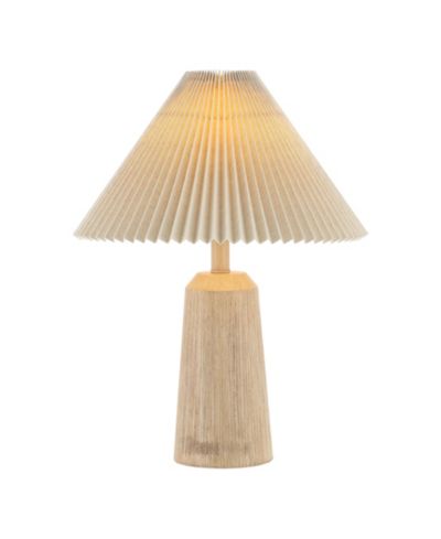 Настольная LED лампа Jonathan Y Arvid 20.5" Rustic Scandinavian Resin/Iron с плиссированной абажуром, бежевый цвет дерева