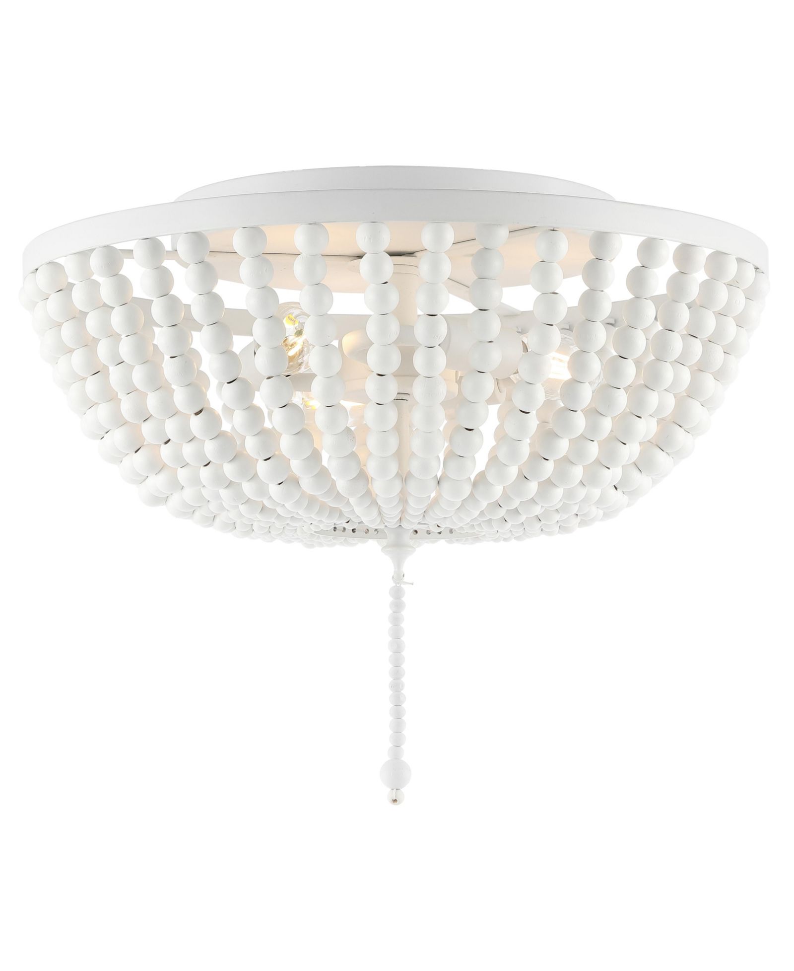 Люстра Allison 15" 3-Light Shabby Chic Farmhouse Wood Beaded/Metal LED Flush Mount, White