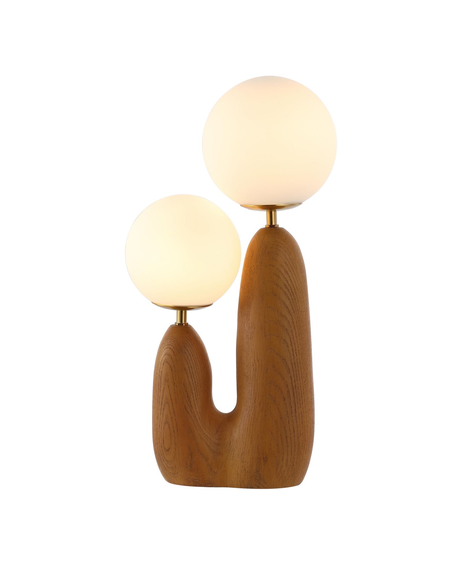 Настольная LED лампа Oda 17.75" Modern Bohemian Danish Cactus, Brown Wood Finish