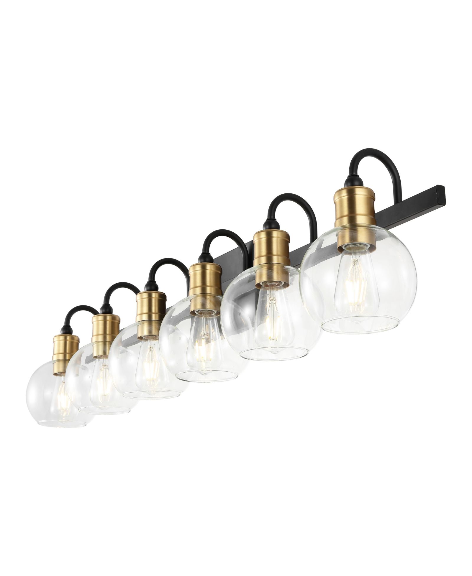 Ретро-светильник Marais 44.25" 6-Light Iron/Glass Rustic Vintage LED Vanity Light, Black/Brass Gold