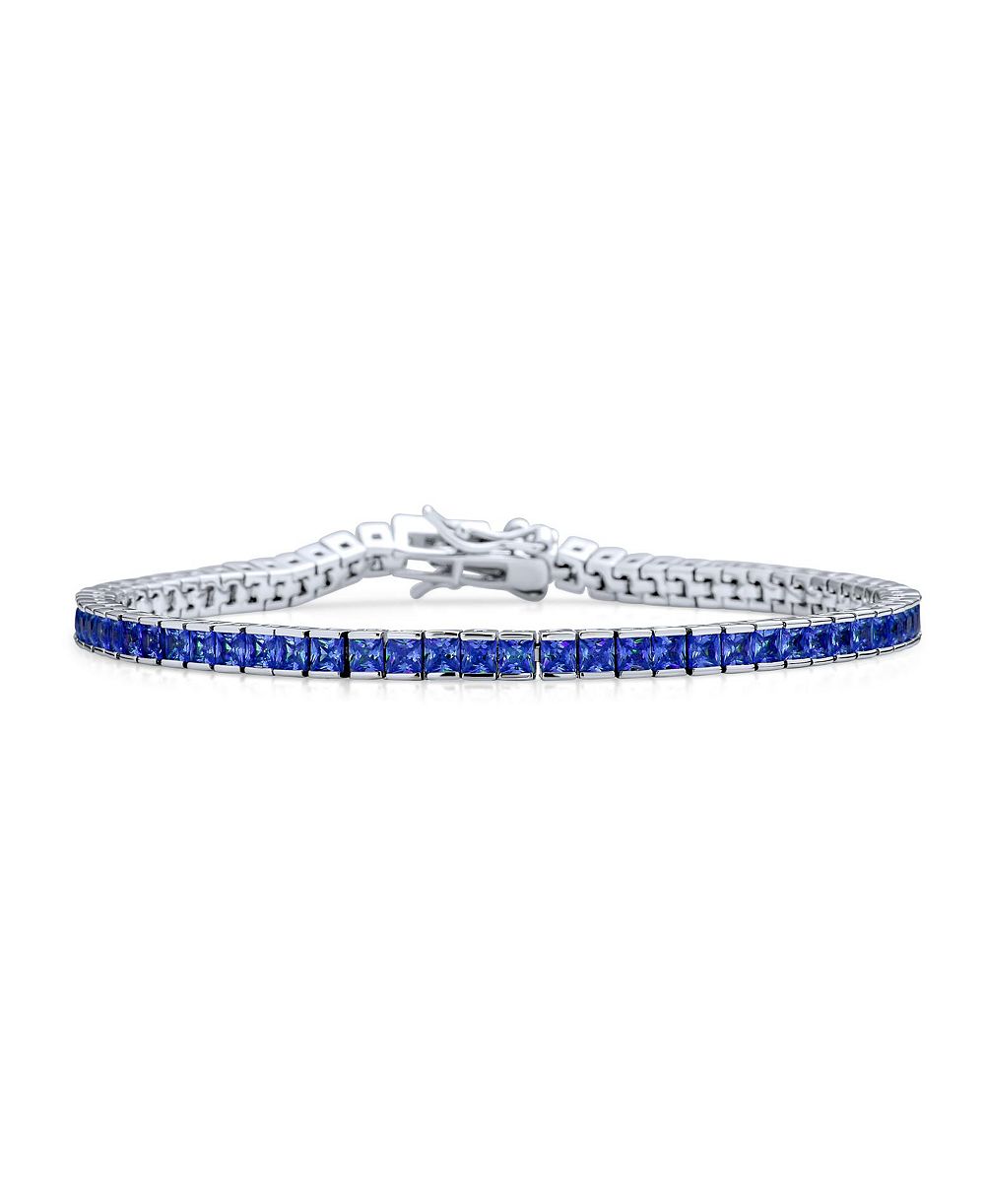 Bling Jewelry браслет Blue Sapphire CZ Tennis.925 Sterling Silver 10 CTW Royal Blue Princess Cut CZ