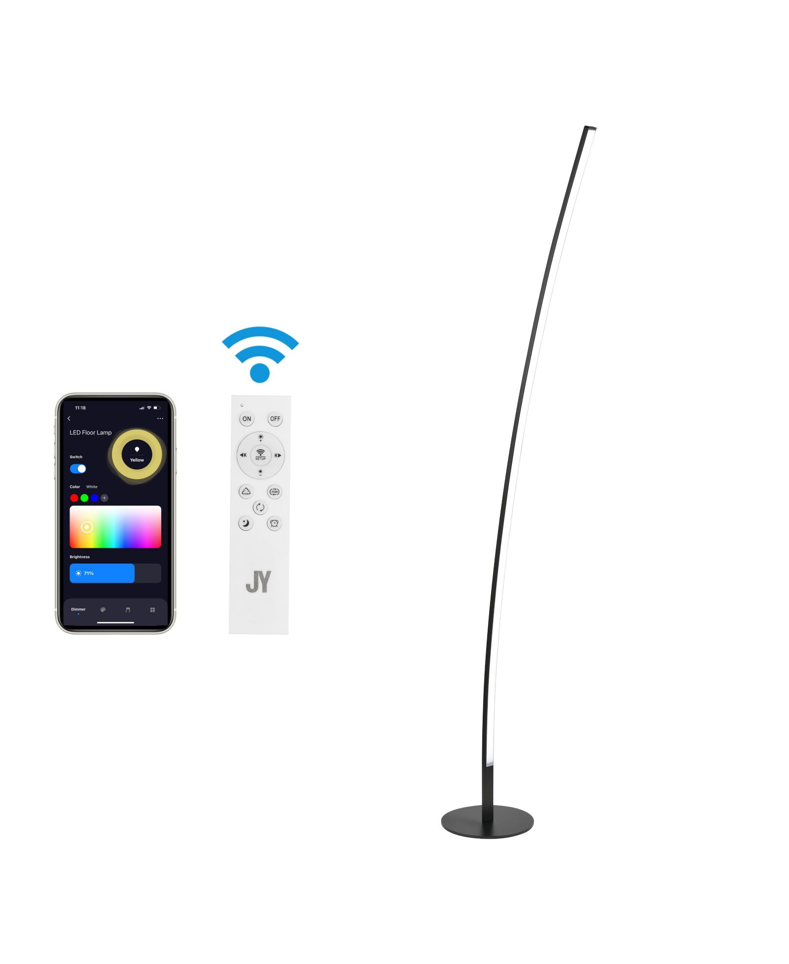 Malthe 71" Modern Contemporary Aluminum/Iron Arc Integrated LED Floor Lamp, Black