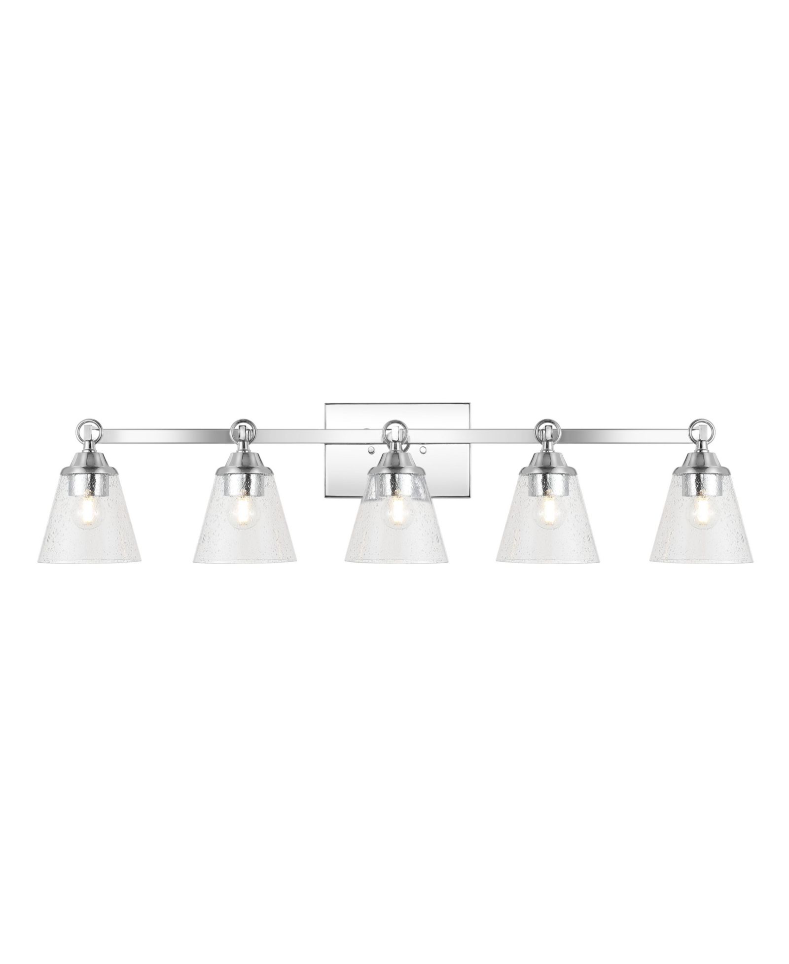 Marion 36.5" 5-Light Hurricane Metal/Seeded Glass LED Vanity Light, Chrome