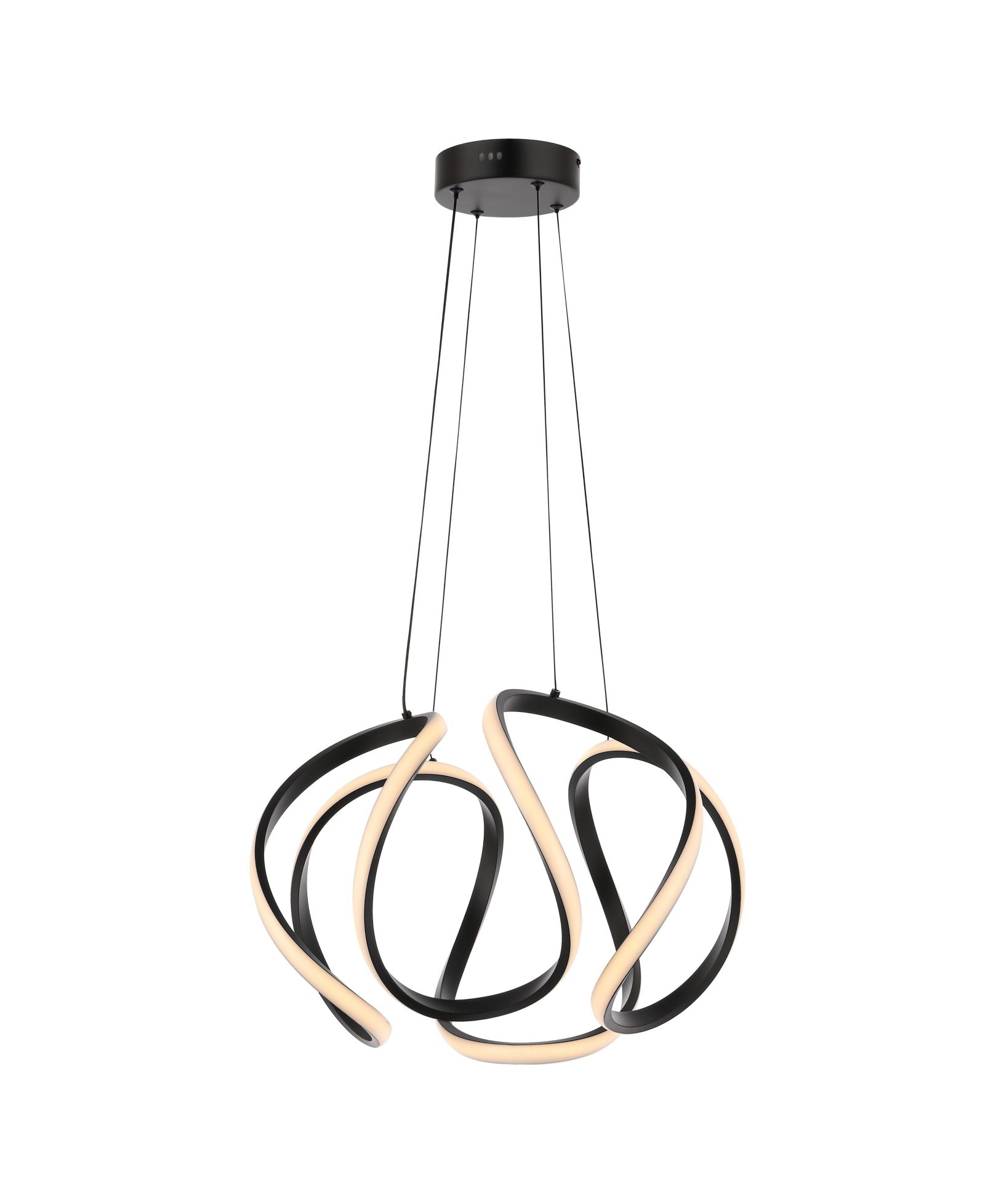 Euphoria 18.5" 1-Light Contemporary Designer Aluminum/Iron Scribble Integrated LED Pendant Light, Black
