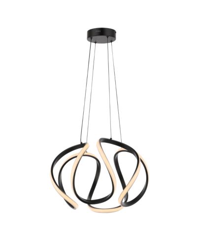 Euphoria 18.5" 1-Light Contemporary Designer Aluminum/Iron Scribble Integrated LED Pendant Light, Black