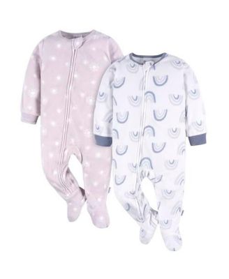 Gerber Baby Girls Footed Blanket Sleepers, 2-pack