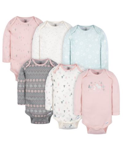 Gerber боди для новорожденных девочек с длинным рукавом, упаковка 6 шт
