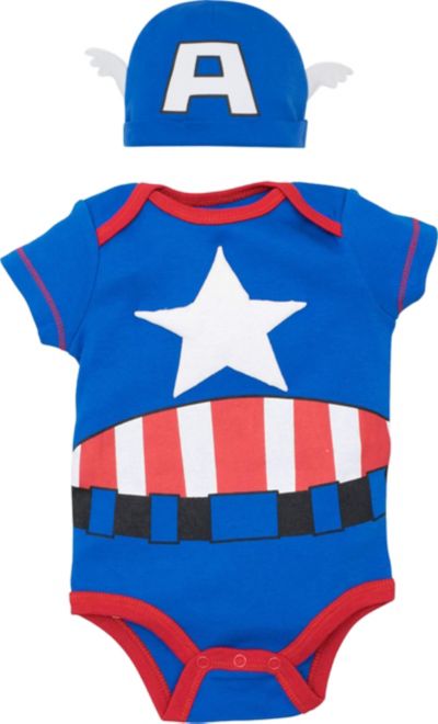 Avengers Baby Boys Cosplay Bodysuit and Hat Set