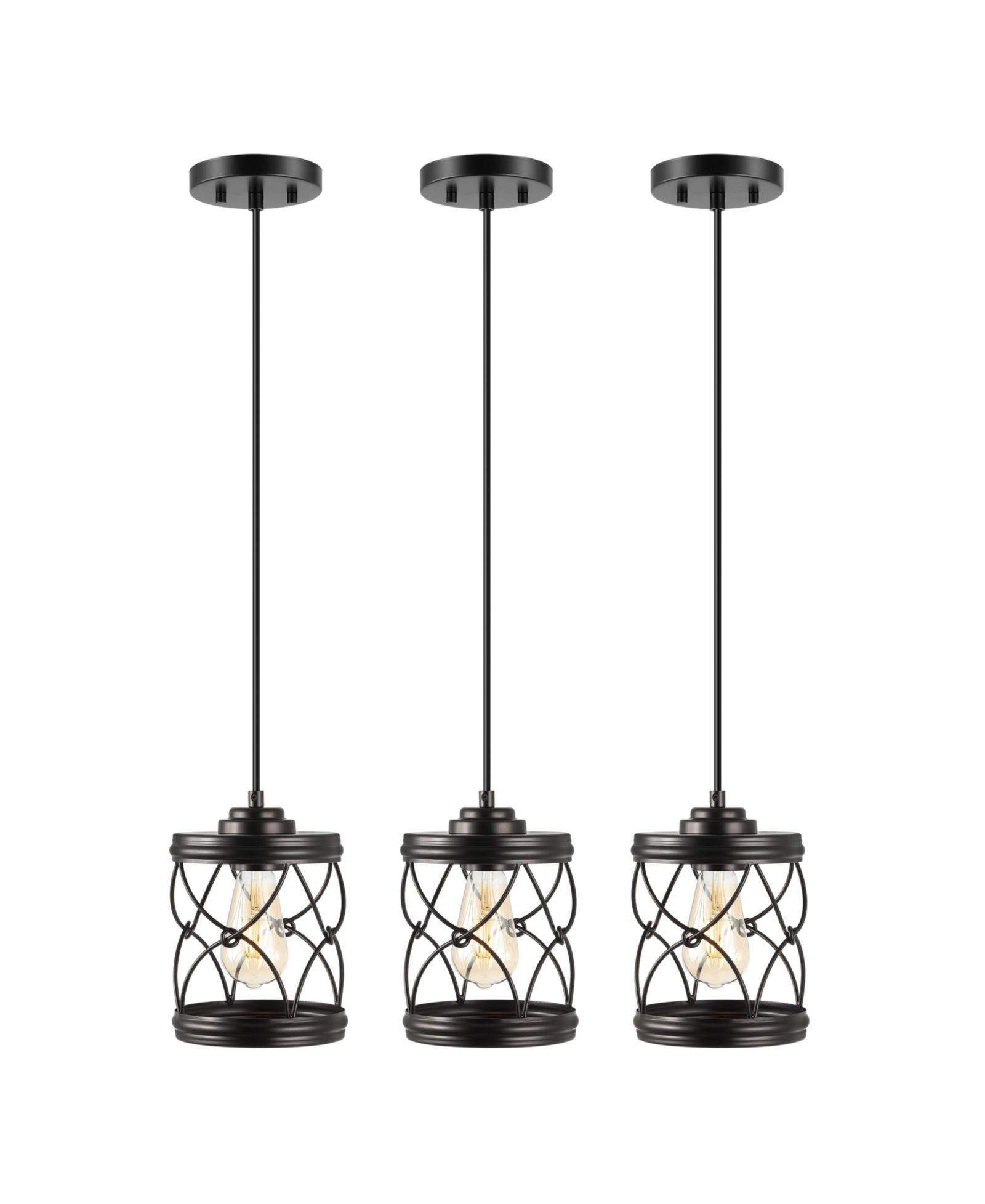 JONATHAN Y Marelle 6.5" 1-Light Farmhouse Industrial Iron Filigree Caged Jar LED Pendant