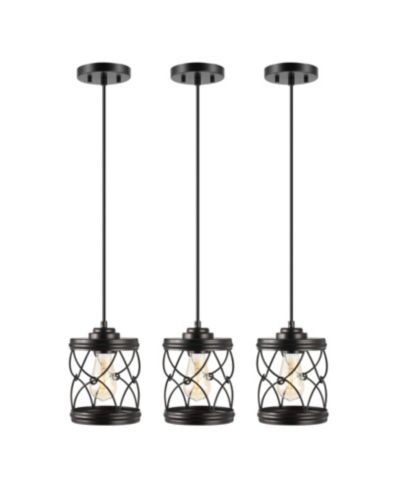 JONATHAN Y Marelle 6.5" 1-Light Farmhouse Industrial Iron Filigree Caged Jar LED Pendant