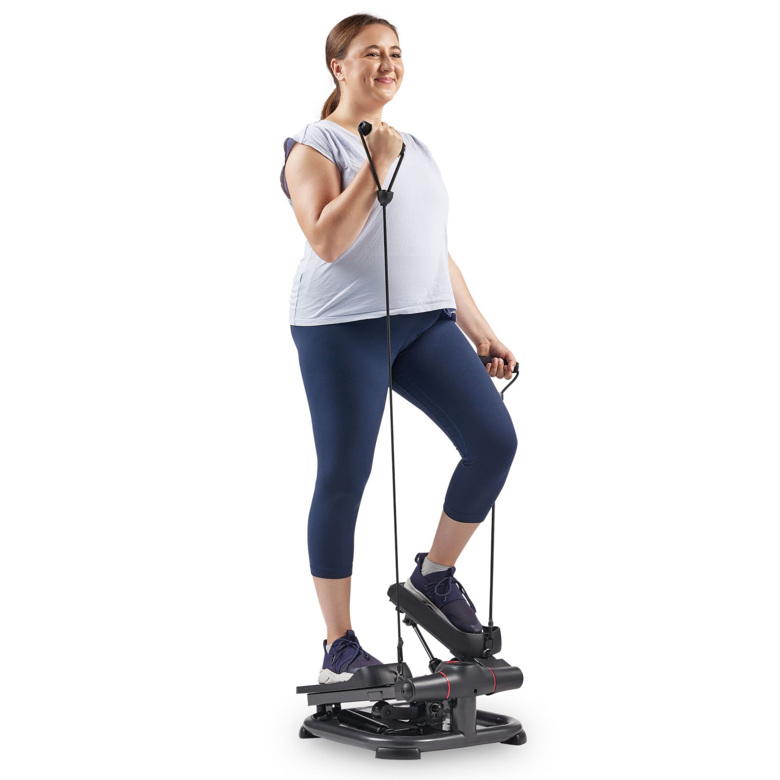 Sunny Health & Fitness Stair Stepper with Resistance Bands, Bluetooth SunnyFit App & 400 LB Capacity
