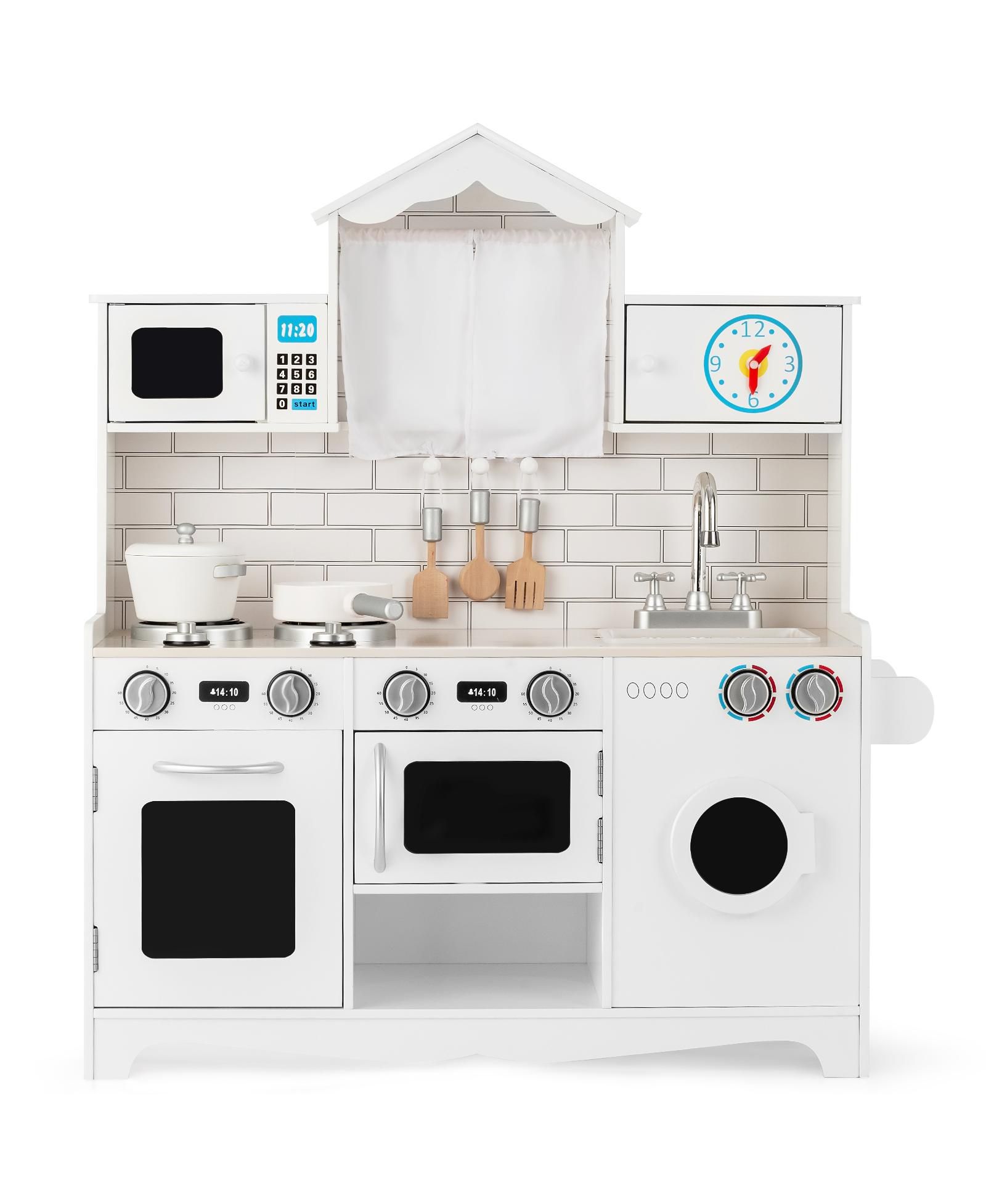 Skonyon Wooden Kids' Kitchen with Washing Machine, Ages 3+