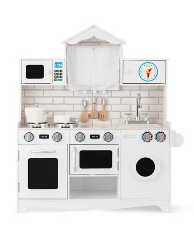 Skonyon Wooden Kids' Kitchen with Washing Machine, Ages 3+