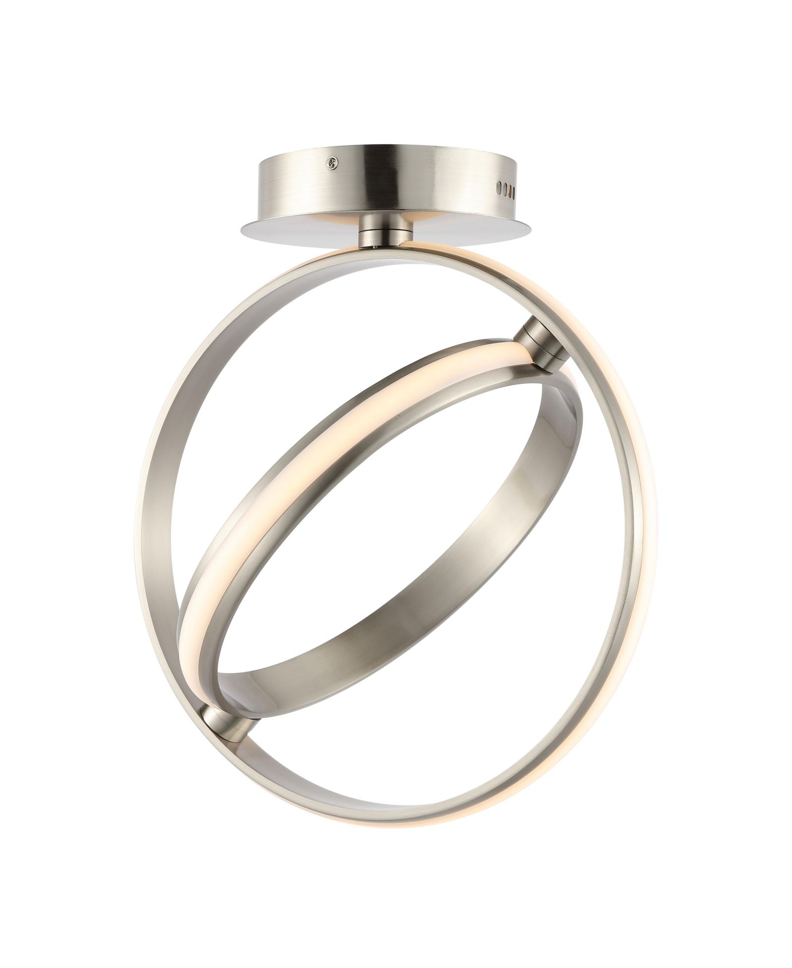 Nicole 14.25" 2-Light Modern Minimalist Aluminum Ring Integrated LED Semi Flush Mount, Nickel