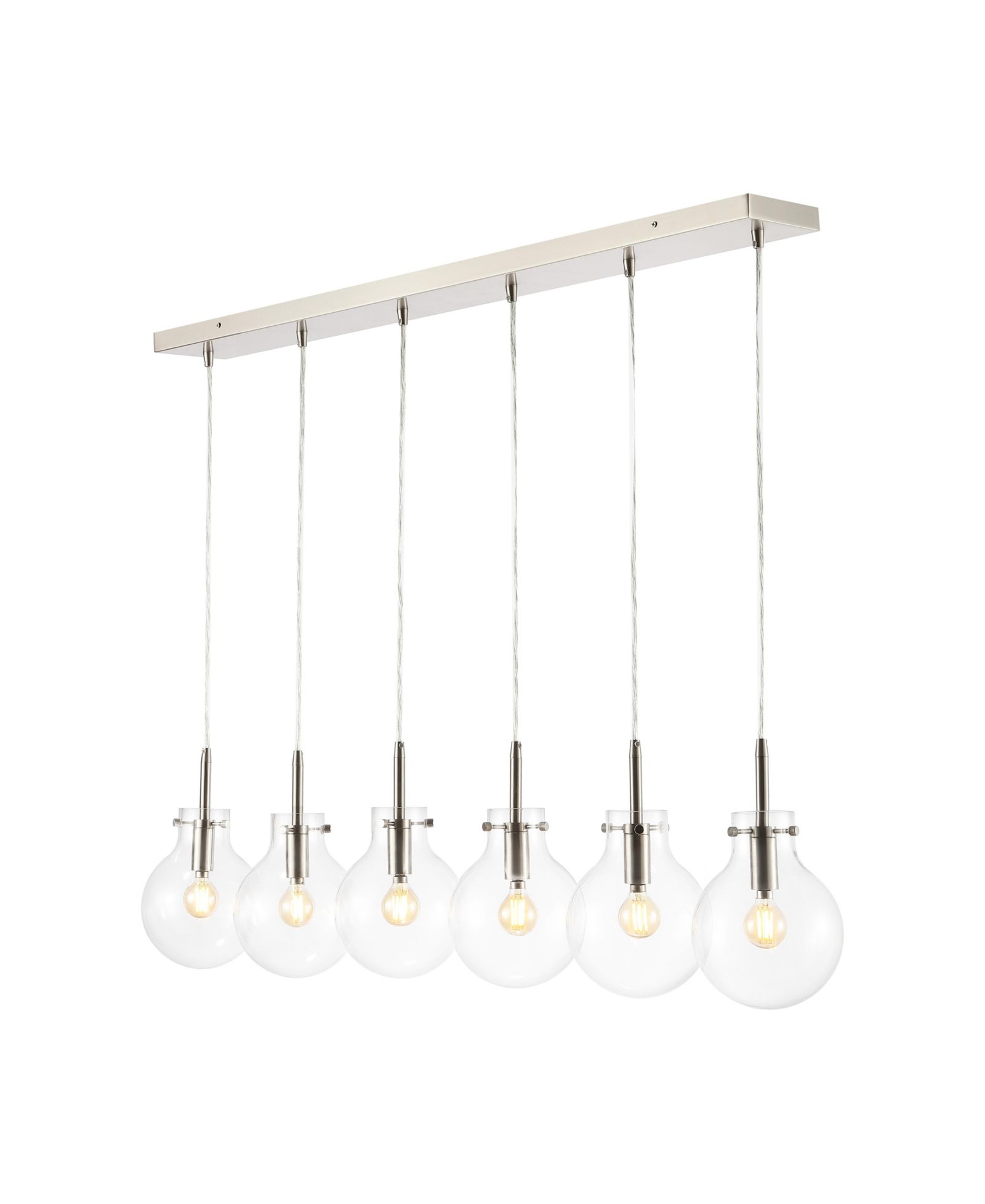 Подвесной светильник Jonathan Y Harlow 40.5" 6-Light Modern Contemporary Round Glass/Iron LED, Nickel/Clear