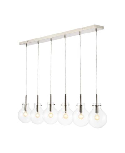 Harlow 40.5" 6-Light Modern Contemporary Round Glass/Iron LED Linear Pendant, Nickel/Clear