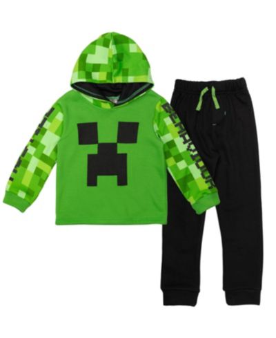 Minecraft Детский Creeper Fleece Pullover Hoodie and Pants Outfit Set