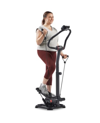 Sunny Health & Fitness Heavy-Duty Stepper with Handlebar, Resistance Bands & Trainer-Led Workouts via SunnyFit App