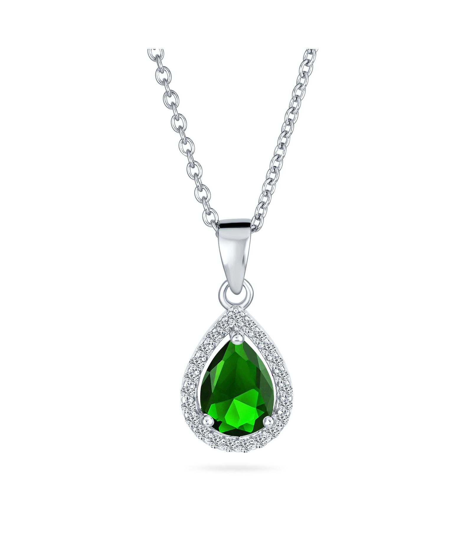Подвеска Bling Jewelry 5CT Solitaire Teardrop Halo Sapphire Blue CZ Silver Plated