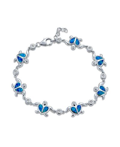 Браслет Bling Jewelry Sea Turtle Opal из серебра .925 с синей инкрустацией CZ